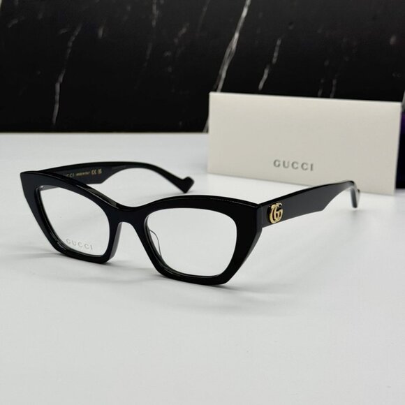 NEW GG1334O 001 GUCCI BLACK CAT EYE WOMEN GUCCI EYEGLASSES - Picture 1 of 11